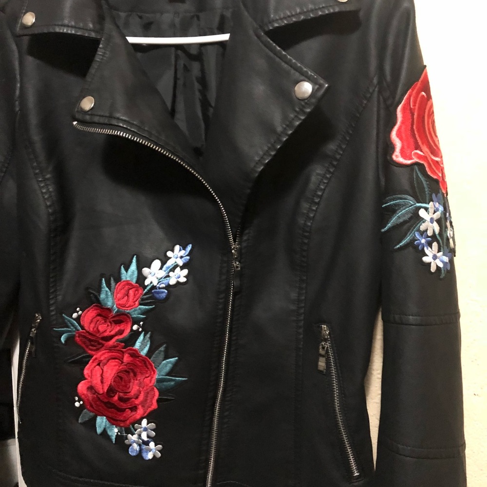 Floral moto jacket goth punk indie summer goth